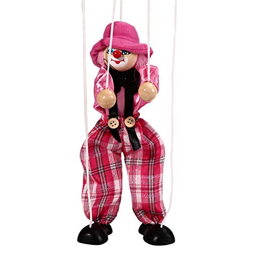 OUTEYE Divertido Tire de Madera de Colores de Cuerdas de Marionetas Payaso de la Vendimia de Madera de Marionetas de Manualidades Juguetes Conjunto de Regalos de la Actividad de la muñeca para niños