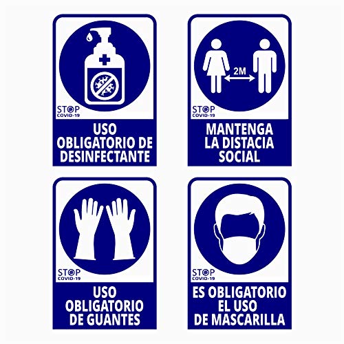 Pack de 4 Pegatinas, Prevención COVID-19, diseñado para empresas, como medida de protección contra el Coronavirus - Carteles prevención de 13 x19cm/und. Pack de 4 Pegatinas, Prevención COVID-19, diseñado para empresas, como medida de protección contra el Coronavirus - Carteles prevención de 13 x19cm/und.