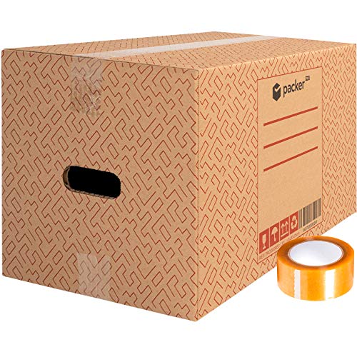 packer PRO Pack 20 Cajas Carton para Mudanzas y Almacenaje Ultra Resistentes con Asas y Cinta Adhesiva 430x300x250mm packer PRO Pack 20 Cajas Carton para Mudanzas y Almacenaje Ultra Resistentes con Asas y Cinta Adhesiva 430x300x250mm