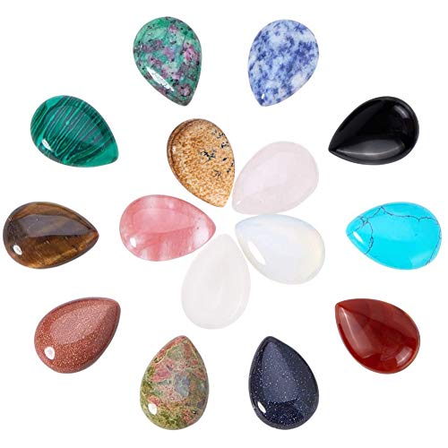 PandaHall 15 Juegos de cabujones de Piedras Preciosas Naturales, cabujones de joyería, sin fornituras de latón en Tono Platino, Forma de Gota, 25x18x6 mm PandaHall 15 Juegos de cabujones de Piedras Preciosas Naturales, cabujones de joyería, sin fornituras de latón en Tono Platino, Forma de Gota, 25x18x6 mm