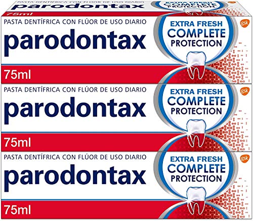 Parodontax Complete Protection Extra Fresh Pasta de Dientes con Flúor que Ayuda a Detener y Prevenir el Sangrado de Encías - pack de 3 x 75 ml