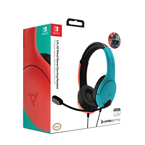 PDP Gaming - Auriculares Con Cable LVL40 Con Licencia Oficial Nintendo Switch (Color Azul/Rojo) (Nintendo Switch)