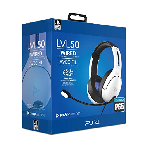 PDP Gaming - Auriculares Con Cable LVL50 Con Licencia Oficial PS4 / PS5 (Color Blanco) (PlayStation 5) PDP Gaming - Auriculares Con Cable LVL50 Con Licencia Oficial PS4 / PS5 (Color Blanco) (PlayStation 5)