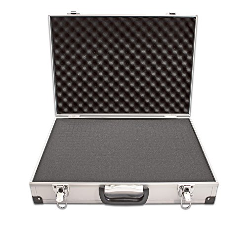 PeakTech 7260 – Estuche de transporte de aluminio resistente para instrumentos y herramientas de medición, acolchado de espuma, candado, de alta calidad, a prueba de polvo, L - 370x80x230 mm