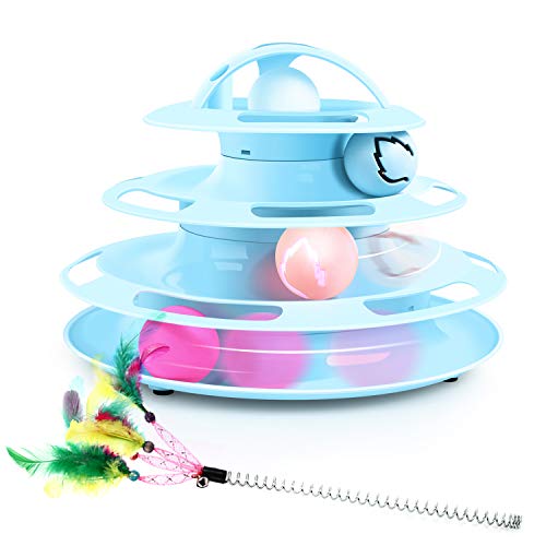 Pecute Juguete para Gatos con Diseño de Torre con 4 Pelotas de 4 Niveles,con Catnip Bola y Palo Divertido de Forma Ratón,Antideslizante y Facil de Desmontar Pecute Juguete para Gatos con Diseño de Torre con 4 Pelotas de 4 Niveles,con Catnip Bola y Palo Divertido de Forma Ratón,Antideslizante y Facil de Desmontar