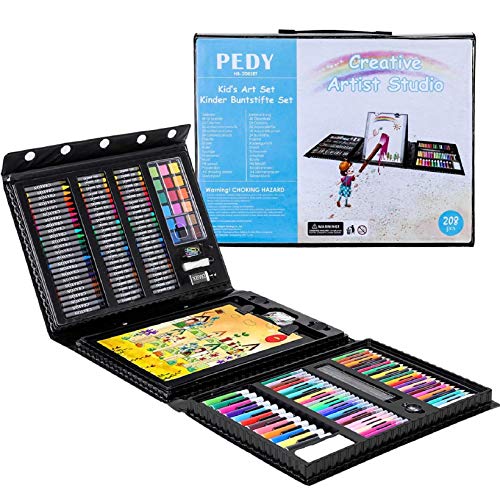 Pedy 208 pcs Estuche de Pinturas para Niños, Maletín de Pinturas - Incluye Ceras, Pinturas al Agua, Pasteles al Óleo, Rotuladores, Borrador, Lápices de Agua, Lápices de Colores Bloc de Bocetos Pedy 208 pcs Estuche de Pinturas para Niños, Maletín de Pinturas - Incluye Ceras, Pinturas al Agua, Pasteles al Óleo, Rotuladores, Borrador, Lápices de Agua, Lápices de Colores Bloc de Bocetos