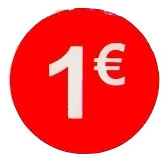 Pegatina 1 € Euro, Pack de 1000, adhesivo 35 mm Rojo, etiqueta precio (Price stickers), DiiliHiiri Pegatina 1 € Euro, Pack de 1000, adhesivo 35 mm Rojo, etiqueta precio (Price stickers), DiiliHiiri
