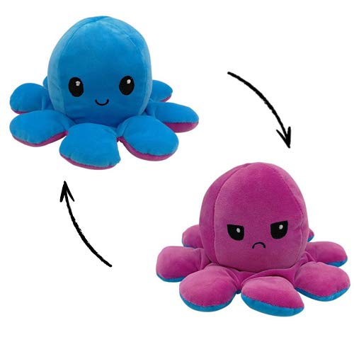 Peluche Pulpo Reversible, Peluche de Juguete, Lindo Pulpo de Peluche, Flip Octopus Doble Cara, Juguetes Creativos, Muñeco Pulpo Doble Cara, muñeco Original de Felpa. (Morado/Burdeos)