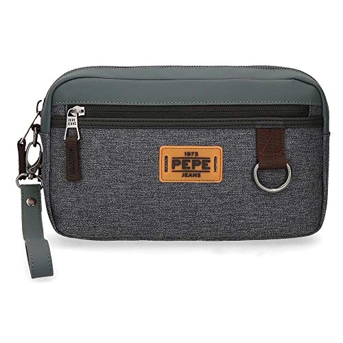 Pepe Jeans Irvin Bolso de Mano Gris 24,5x15x6 cms Poliéster