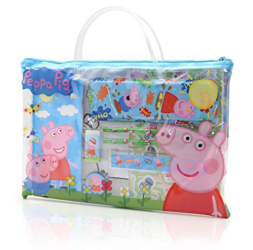 Peppa Pig Maletín Estuche Escolar, Lapices, Regla, Libreta. Sacapuntas, Goma De Borrar, Pegatinas Y Dibujos para Colorear Idea De Regalo A Partir De 3 Años De Edad