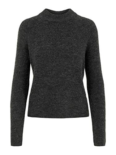 PIECES Pcellen LS O-Neck Knit Noos suéter, Gris (Dark Grey Melange Dark Grey Melange), Large para Mujer