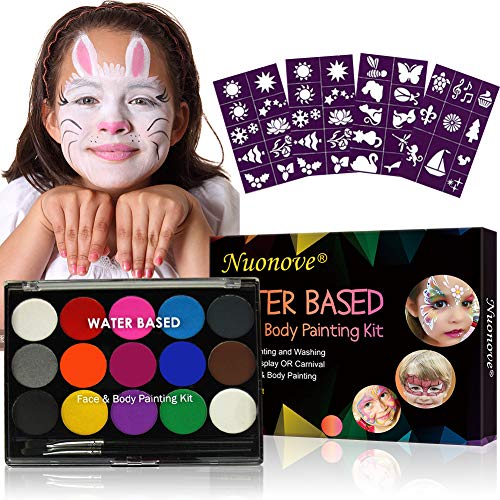 Pinturas de Cara para Niños, Bodypainting Pintura, Pintura Facial, Pintura Corporal con 15 Diversas Colores, Colorantes Naturales y Seguros para Niños y Adulto, Caracterizarse en Fiestas, Halloween