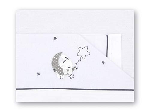 Pirulos Luna Juego de Sábanas 100% Algodón para Cuna de 60x120 cm para Invierno y Verano, Color Gris Pirulos Luna Juego de Sábanas 100% Algodón para Cuna de 60x120 cm para Invierno y Verano, Color Gris