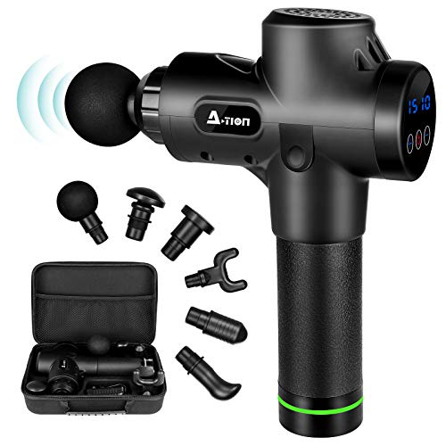 Pistola de Masaje Muscular, ACTION Masajeador Electrónica de Tejido Profundo de 14 mm con 20 Niveles Ajustables, 3300 RPM, Ultra Silencioso, Relajación Fatiga y Relaja Los Músculos Pistola de Masaje Muscular, ACTION Masajeador Electrónica de Tejido Profundo de 14 mm con 20 Niveles Ajustables, 3300 RPM, Ultra Silencioso, Relajación Fatiga y Relaja Los Músculos