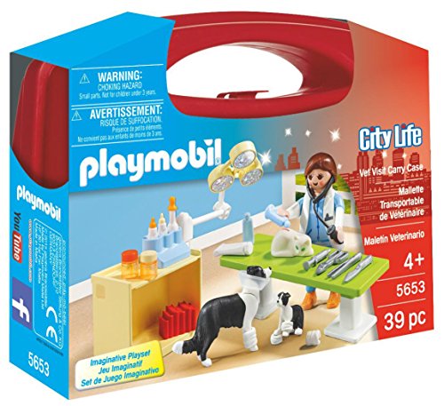 PLAYMOBIL Veterinaria- City Life Playset, Maletín Veterinaria, Multicolor, Miscelanea (5653)