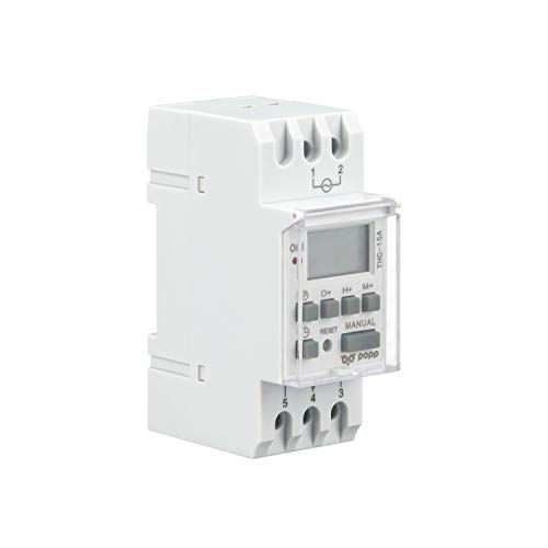 POPP® Electric Interruptor de relé de tiempo programable semanal de potencia LCD Digital THC15A 220V 16A (THC-15A) POPP® Electric Interruptor de relé de tiempo programable semanal de potencia LCD Digital THC15A 220V 16A (THC-15A)