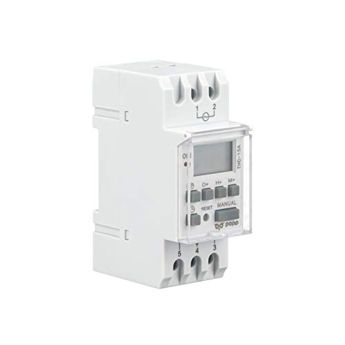 POPP® Electric Interruptor de relé de tiempo programable semanal de potencia LCD Digital THC15A 220V 16A (THC-15A)