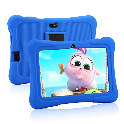 Pritom Tablet para niños de 7 pulgadas | Quad Core Android, 1GB RAM + 16GB ROM | WiFi | Educación, juegos, control parental, software para niños preinstalado con estuche para tableta para niños (azul)