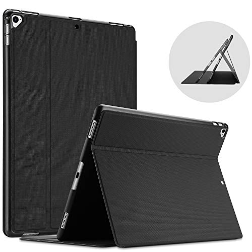 ProCase Funda Delgada para iPad Pro 12.9" 2017/2015, Carcasa Protectora Antideslizante Tipo Folio para Apple iPad Pro 12.9" 1ª Gen 2015 / 2ª Gen 2017 A1584 A1652 A1670 A1671 A1821 -Negro