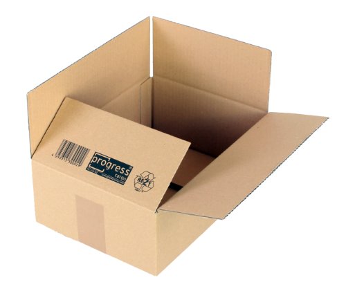 ProgressCargo PC K10.02 - Caja plegable de cartón corrugado (20 unidades, A4+, 304 x 217 x 110 mm, corrugado simple), color marrón