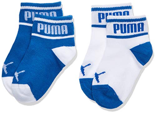 PUMA Wording Sock 2p Calcetines, Blanco (White/Blue 079), Talla única (Talla del fabricante: 19/22) (Pack de 2) para Bebés PUMA Wording Sock 2p Calcetines, Blanco (White/Blue 079), Talla única (Talla del fabricante: 19/22) (Pack de 2) para Bebés
