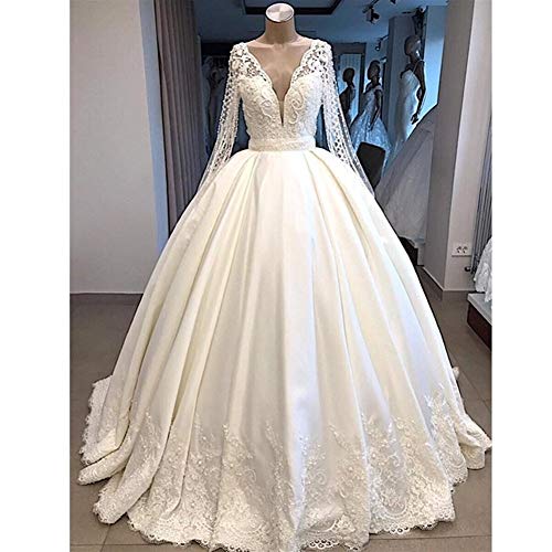 QING XIN-1225 Wedding Dress,Prom Dresses del Banquete de Manga Larga Vestido de Novia Nuevo V-Cuello Vestido de Novia árabe Dubai Larga Evening Dresses (Color : White, US Size : 10) QING XIN-1225 Wedding Dress,Prom Dresses del Banquete de Manga Larga Vestido de Novia Nuevo V-Cuello Vestido de Novia árabe Dubai Larga Evening Dresses (Color : White, US Size : 10)