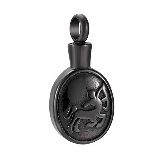 QQAQQ Urna Collar Conmemorativo Colgante Diseño De Sagitario Hermoso Collar De Regalo Mmeorial Pet Human Ash Holder Urna Colgante Joyería De Cremación-Negro