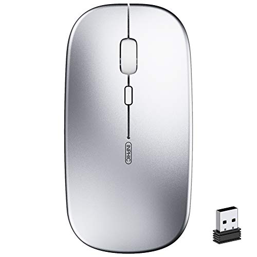 Ratón Inalámbrico Recargable, Silencioso Infame Ratón óptico Silencioso Click Mini, Ultra Delgado 1600 dpi para Computadora Portátil, PC, Portátil, Computadora, Macbook (Plata Clara) Ratón Inalámbrico Recargable, Silencioso Infame Ratón óptico Silencioso Click Mini, Ultra Delgado 1600 dpi para Computadora Portátil, PC, Portátil, Computadora, Macbook (Plata Clara)