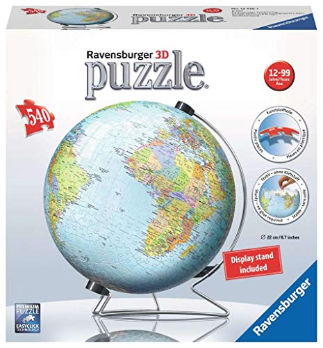 Ravensburger 12436 Globo 3D Puzzle, 540 Piezas, Multicolor, Edad Recomendada 10+, Dimensiones 27.5 x 23.3 cm Ravensburger 12436 Globo 3D Puzzle, 540 Piezas, Multicolor, Edad Recomendada 10+, Dimensiones 27.5 x 23.3 cm