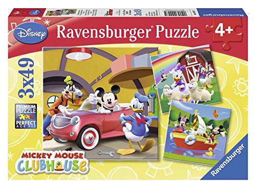 Ravensburger-9247 Mouse Mickey Puzzle Triple 3x49 Piezas, Color Azul, Rojo, 5+ (9247)