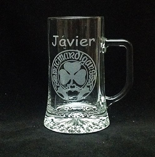 regalo grabado Jarra Cerveza Personalizada y grabada con Dibujo, Nombre, Logo, Escudo. como desee (Asa a la Derecha)