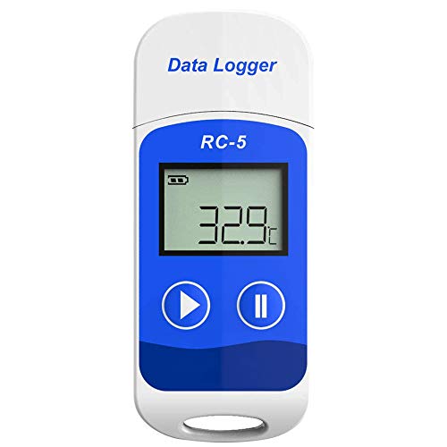 Registrador de Datos de Temperatura USB RC-5 32000 Puntos Software para Mac/Window Export PDF/Excel Informe para Frío Cadena Almacenes Nevera Invernadero (1PCS)