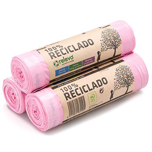 Relevo 100% Reciclado Bolsas Basura Perfumadas, extra resistentes 30 L, 45 bolsas