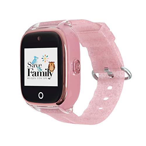 Reloj con GPS para niños SaveFamily Infantil Superior acuático Ip67 con cámara. Botón SOS, Anti-Bullying, Chat Privado, Modo Colegio, Llamadas y Mensajes. App SaveFamily. Incluye Cargador. Rosa