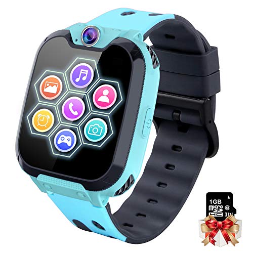 Reloj Inteligente Niño con Mp3 Musica - 7 Juegos Smartwatch Niños, Reloj Inteligente Niña, Relojes Smart Realiza Llamadas Mensajes de Voz Reloj de Cámara Alarma, Niños de 3 a 12 Años (W/ 1G SD Card)