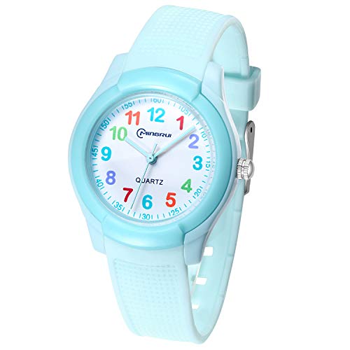 Relojes Analógicos para Niñas,Niños Impermeable Fácil de Leer Relojes de Pulsera con Correa Suave para Niñas (Número del Color-Azul) Relojes Analógicos para Niñas,Niños Impermeable Fácil de Leer Relojes de Pulsera con Correa Suave para Niñas (Número del Color-Azul)