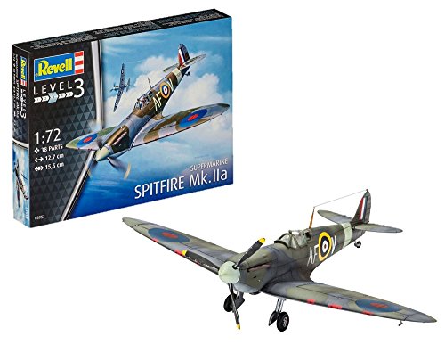 Revell Maqueta de avión 1: 72 – Spitfire MK.IIA en Escala 1: 72, Nivel 3, réplica exacta con Muchos Detalles, 03953 Revell Maqueta de avión 1: 72 – Spitfire MK.IIA en Escala 1: 72, Nivel 3, réplica exacta con Muchos Detalles, 03953