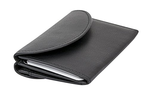 RFID Monedero Protección de Informaciones privadas Cartera de Bloqueo RFID Cartera pequeña para señores Monedero para señoras LEAS, Piel auténtica, Negro - ''LEAS Mini-Edition''