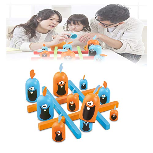 rfvg Gobblet Gobblers Tic TAC Toe Board Game, Big Eat Small Strategy Game Indoor,Fun Faces Wooden Strategy Game for Kids