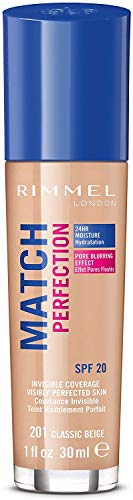 Rimmel London Match Perfection Foundation Base de Maquillaje Tono 201 Classic Beige, 30 ml
