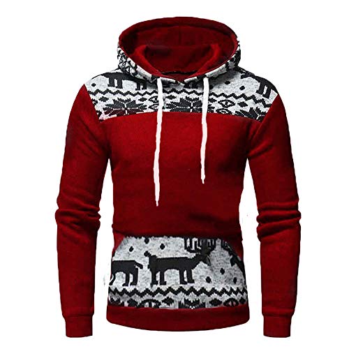 riou ¡Oferta Sudaderas con Capucha para Hombre Cosy Chaqueta Deportiva Sudadera con Cremallera Completa Ecosmart Hoodie Casual Jerséis Top Blouse ¡Caliente! (Navidad-Red, XL)