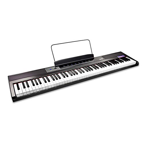 RockJam Teclado de piano digital para principiantes Piano con teclas semipesadas de tamaño completo, Soporte de música, Fuente de alimentación y altavoces incorporados