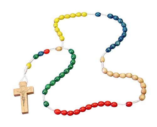 Rosario de perlas de vidrio de coloures - & Cruz de madera, Bunte Perle & Holzkreuz Rosario de perlas de vidrio de coloures - & Cruz de madera, Bunte Perle & Holzkreuz