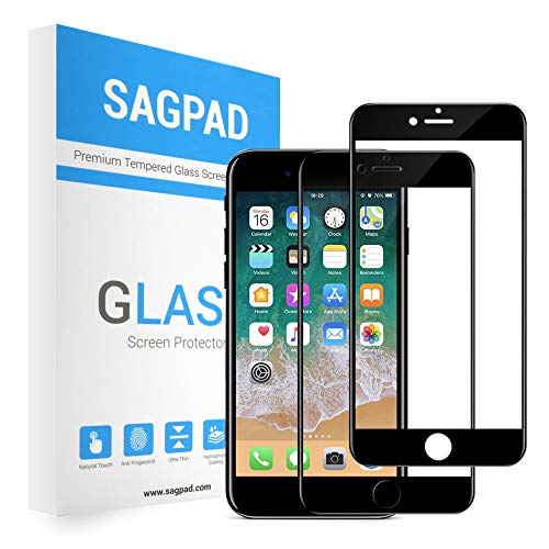 SAGPAD [2 Piezas] Cristal Templado para iPhone 7 Plus/ 8 Plus, Cubierta Completa Vidrio Templado 9H Protector Pantalla Premium, Anti-Huella Digital, Anti-Burbujas par 8 Plus / 7 Plus (Negro)