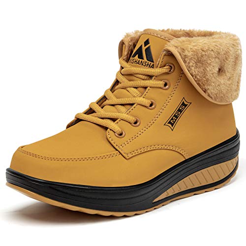 SAGUARO® Invierno Mujer Botas de Nieve Cuero Calientes Fur Botines Plataforma Bota Boots Ocasional Impermeable Anti Deslizante Zapatos, Amarillo 39 SAGUARO® Invierno Mujer Botas de Nieve Cuero Calientes Fur Botines Plataforma Bota Boots Ocasional Impermeable Anti Deslizante Zapatos, Amarillo 39