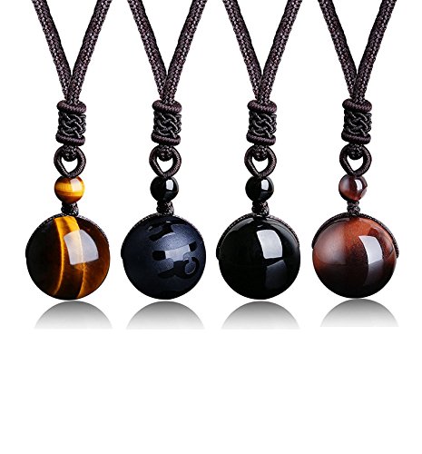 sailimue Joyería 4 Piezas 16 mm Collares de Piedra para Hombre Mujer Unisex Ojo de Tigre Amarillo Rojo Cuentas Negras Colgante Collar Ajustable Conjunto sailimue Joyería 4 Piezas 16 mm Collares de Piedra para Hombre Mujer Unisex Ojo de Tigre Amarillo Rojo Cuentas Negras Colgante Collar Ajustable Conjunto