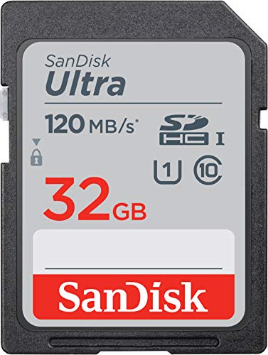 SanDisk Ultra SDHC, Tarjeta de memoria de 32 GB, hasta 120 MB/s, Class 10, UHS-I y V10 SanDisk Ultra SDHC, Tarjeta de memoria de 32 GB, hasta 120 MB/s, Class 10, UHS-I y V10