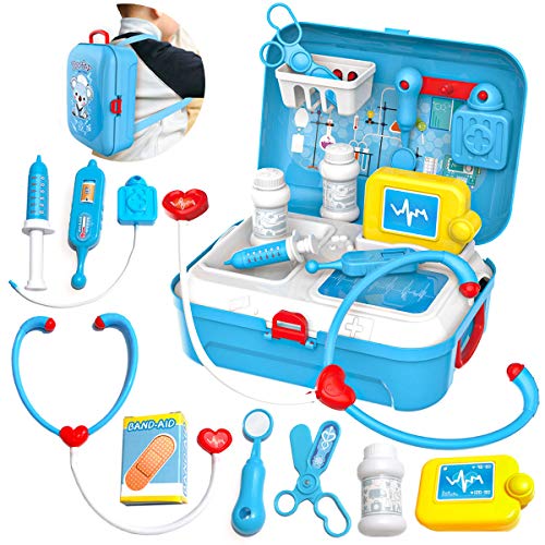 Sanlebi Pretender Maletín de Médico, Mochila Enfermera para Juego de rol para Niños 3 Años, Azul Sanlebi Pretender Maletín de Médico, Mochila Enfermera para Juego de rol para Niños 3 Años, Azul