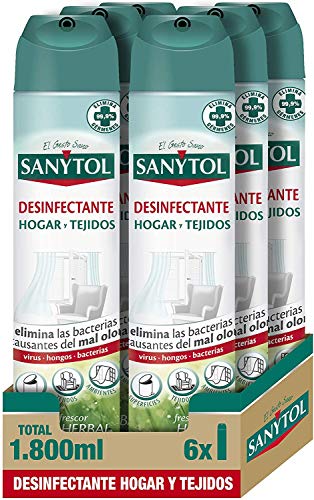 Sanytol Ambientador Desinfectante de Tejidos en Spray 240 g - Pack de 6 Sanytol Ambientador Desinfectante de Tejidos en Spray 240 g - Pack de 6