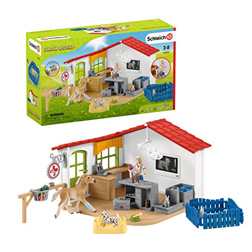 Schleich - Consulta de Veterinario con Mascotas y múltiples Funciones, Colección Farm World